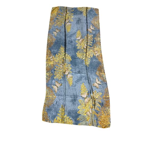 Elegant Beautiful Multi-Color Blue & Yellow Scarf - Size: 32x68 - Picture 5 of 7